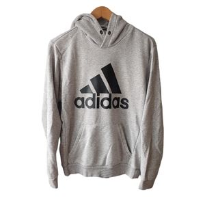 Adidas Grey and Black Long Sleeve Hoodie